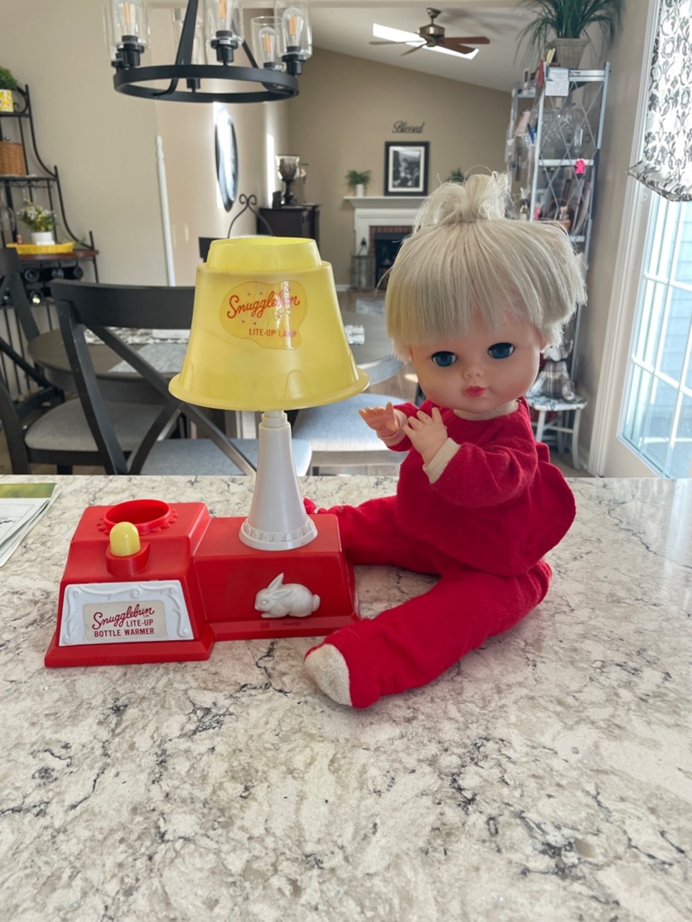 Snugglebum Lite-Up Bottle Warmer with Vinyl Baby Doll. 1965.